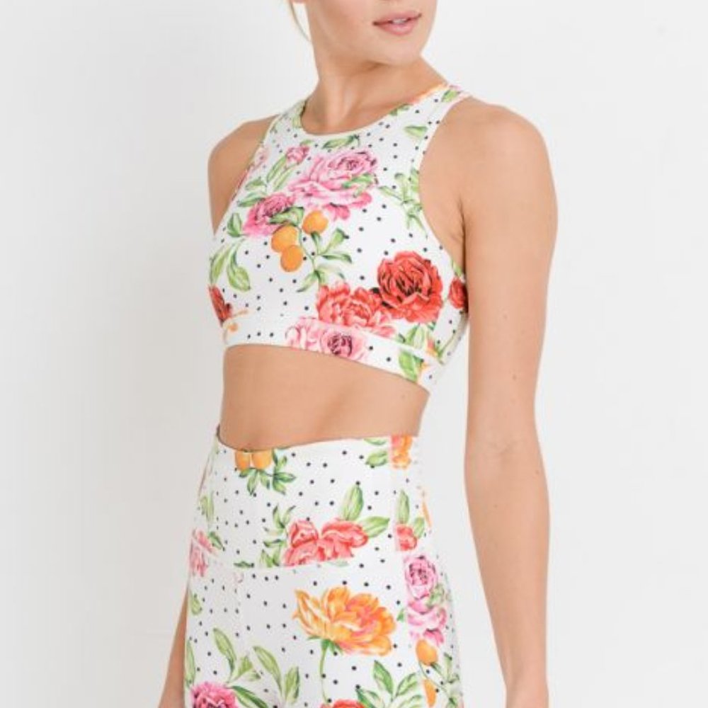 Dots 'n Roses Racerback Sports Bra - Picture 7 of 12